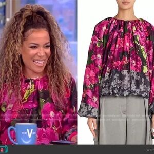 Dries Van Noten Herada Floral Silk Cotton Blend Long Sleeves Top XS